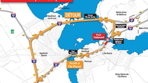 Fermeture complète du pont Galipeault de l’autoroute 20  