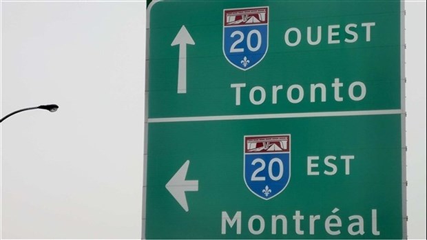 Une entrave sur l'autoroute 20 ouest à Rivière-Beaudette dès lundi 