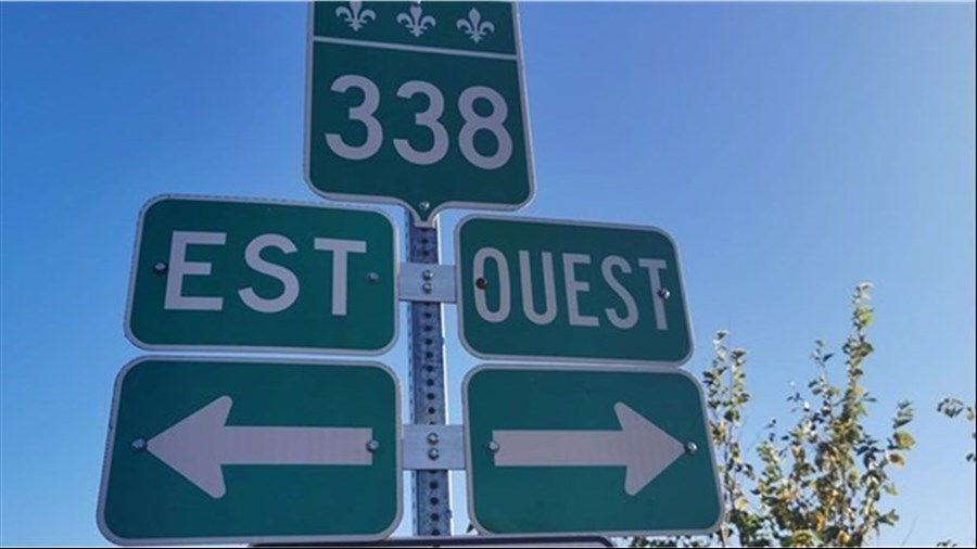 Entrave d'une voie de la route 338 à Saint-Zotique et Rivière-Beaudette