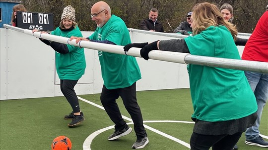 A giant babyfoot table for Centre Notre-Dame-de-Fatima 