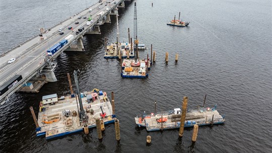 Pont de l’Île-aux-Tourtes : début de travaux d’étaiement sous la structure