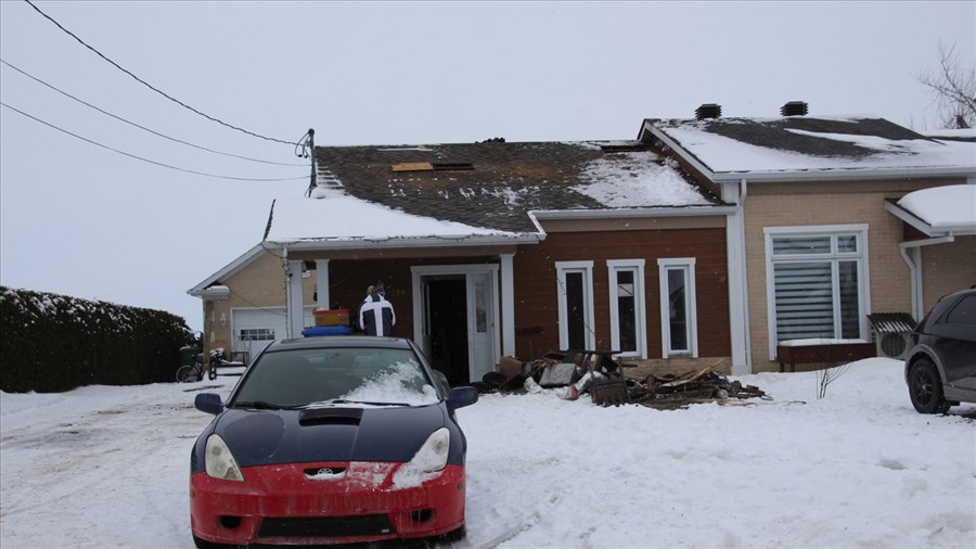 A home on rue Gauthier in Saint-Polycarpe has been engulfed in flames  