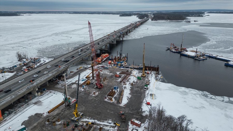 Construction du nouveau pont de l’Île-aux-Tourtes: bilan de la première année de travaux 