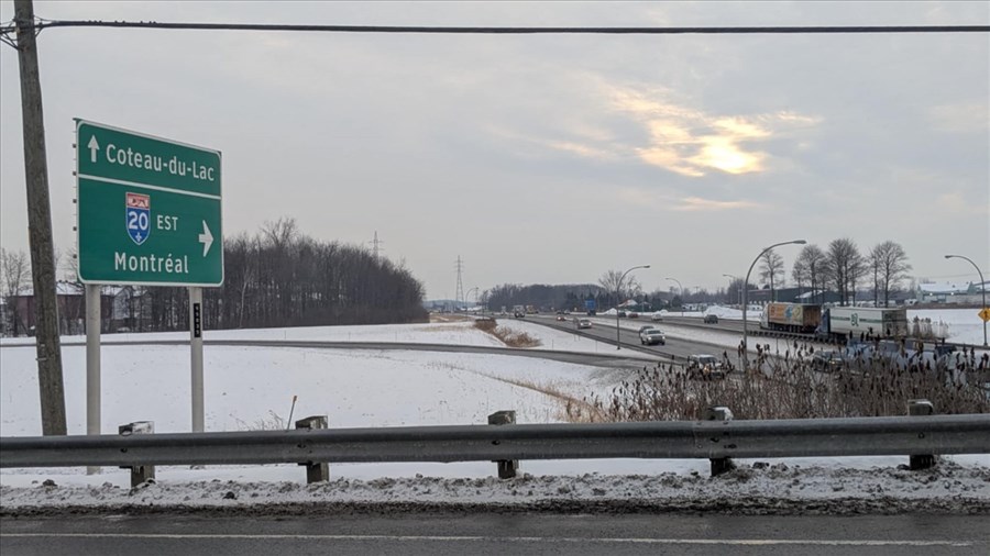 Entrave sur l'autoroute 20 à Coteau-du-Lac du 4 au 6 février 