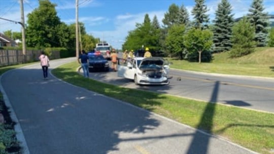 Collision frontale sur la montée Cadieux à Vaudreuil-Dorion