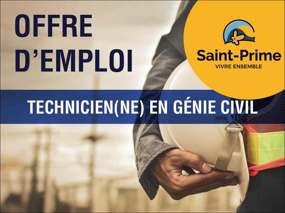 La Municipalité de Saint-Prime recherche un(e) technicien(ne) en génie civil